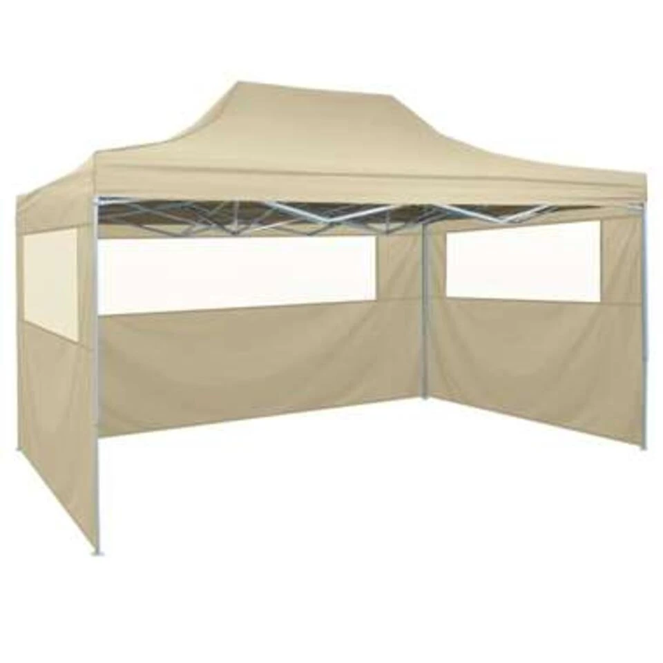 VidaXL Vouwtent Pop-up Met 4 Zijwanden 3x4,5 M Crèmewit 4 VidaXL Vouwtent Pop-up Met 4 Zijwanden 3x4,5 M Crèmewit - Afbeelding 2