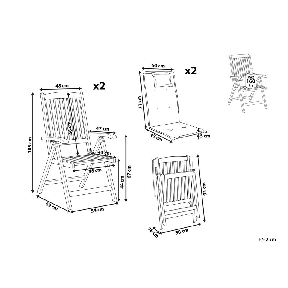 Beliani Inklapbare Tuinmeubels JAVA - Lichte Houtkleur Acaciahout 4 Beliani Inklapbare Tuinmeubels JAVA - Lichte Houtkleur Acaciahout - Afbeelding 2