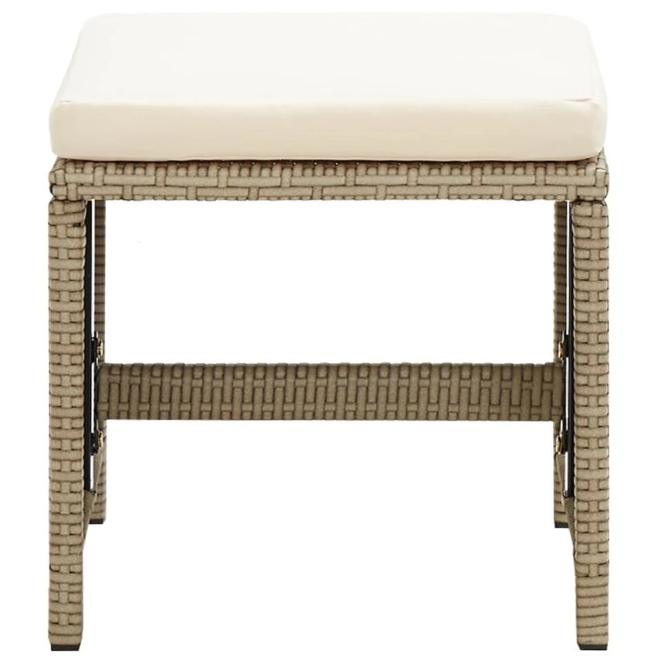 VidaXL Tuinkrukken 2 St Met Kussens Poly Rattan Beige 6 VidaXL Tuinkrukken 2 St Met Kussens Poly Rattan Beige - Afbeelding 4